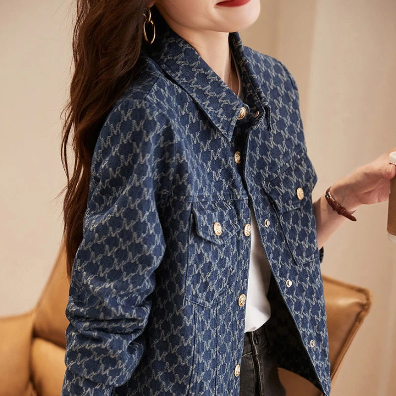Winter Clothing On Sale Women'S - Blue Women's Denim Jackets with Print