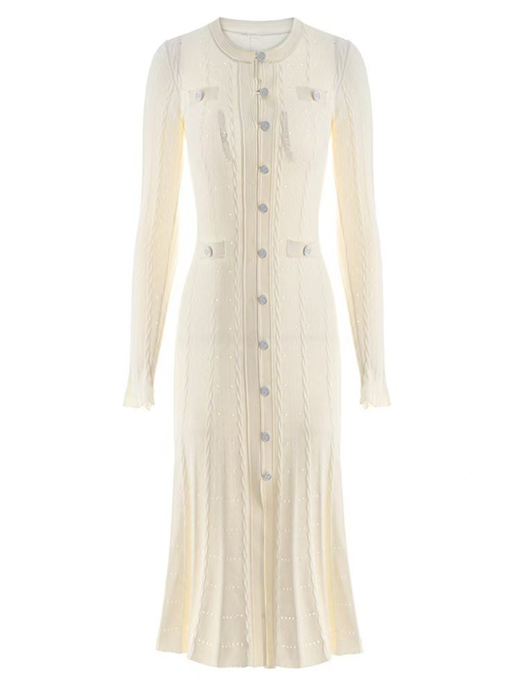 Round Neck Long Sleeved Dress  - đánh giá và giá Winter Clothing Accessories