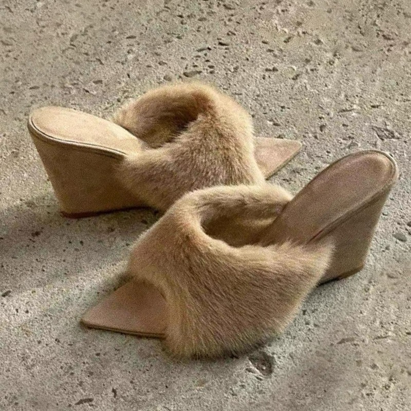 Fluffy Women Slippers Wedges P - đánh giá và giá Winter Clothing For Women