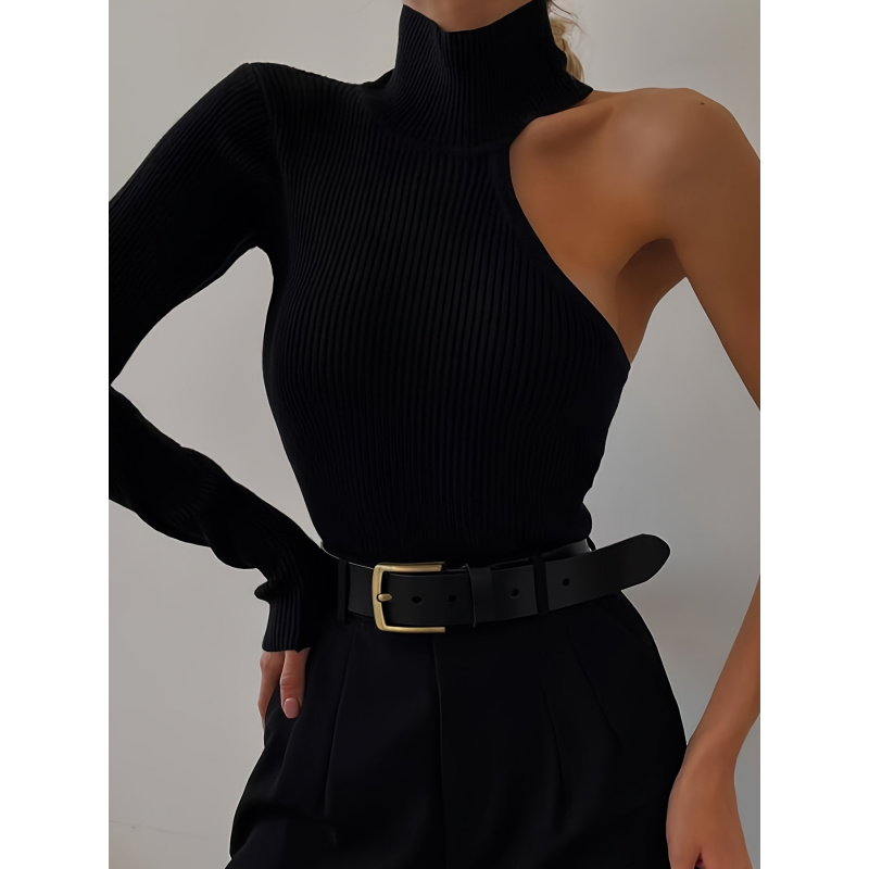 Solid Asymmetric One Shoulder  - đánh giá và giá Winter Clothing For Women