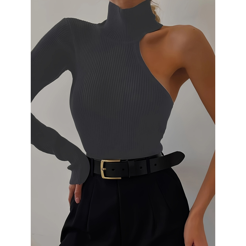 Solid Asymmetric One Shoulder  - đánh giá và giá Winter Clothing For Women